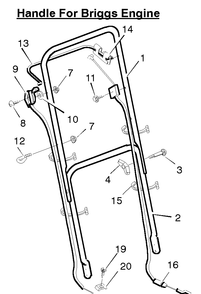 Handle Assembly Diagram and Parts List for 20255X19C 1996 Briggs and Stratton Lawn Mower